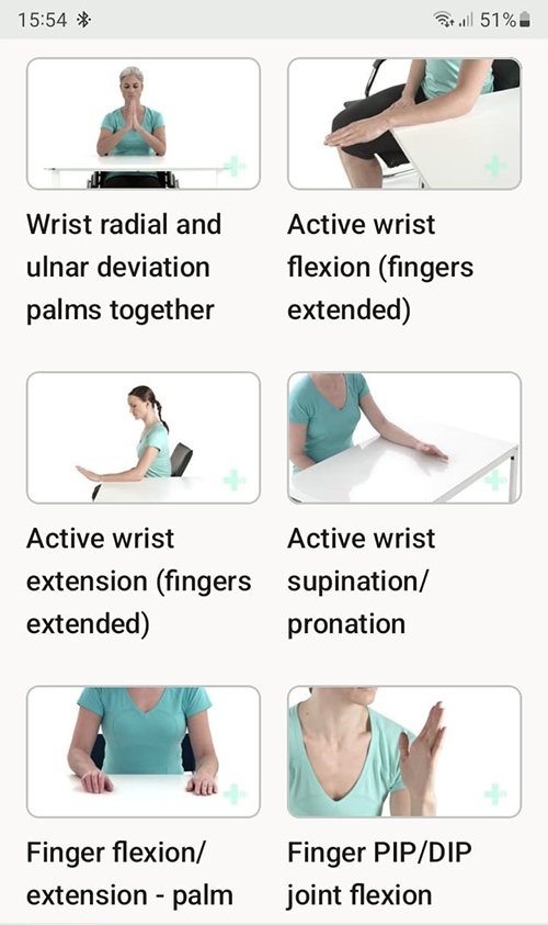 Online exercise program Osteoarthrosis of the hand