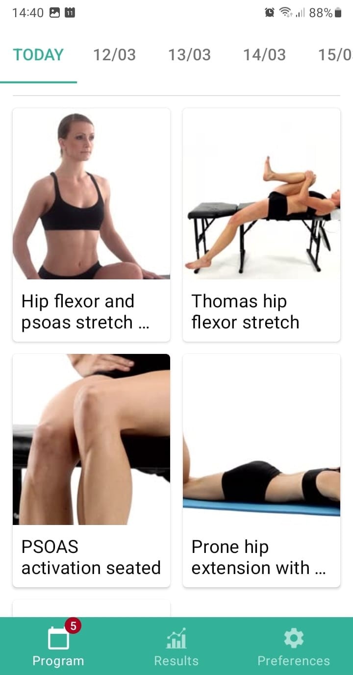 Iliopsoas syndrome exercise program